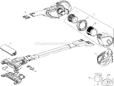 Page A Diagram and Parts List for HFEJ415JWMF10 Type 2 Black and Decker Hand Vacuum